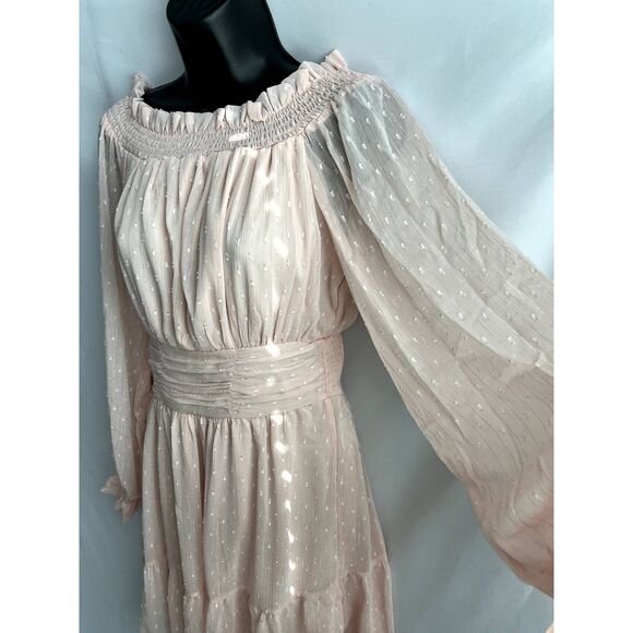 Uguest NWT Blush Pink Romantic Mini Dress sz L Barbiecore Prairie Brunch Ruffles - Picture 4 of 12